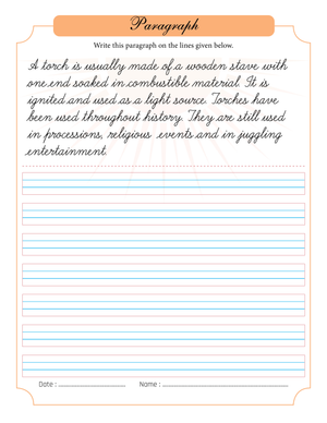 Cursive Writing Practice: Torch Paragraph | Grade 3 Ready