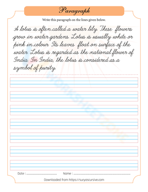 Lotus Cursive Writing Practice