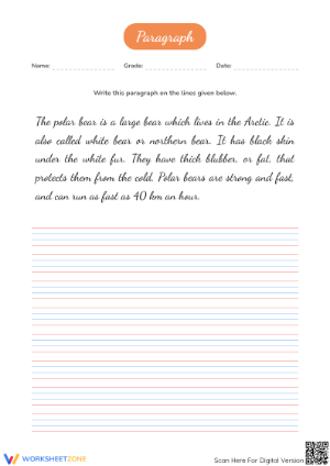 Grade 4-5 Polar Bear Cursive — Printable No-Prep Worksheet