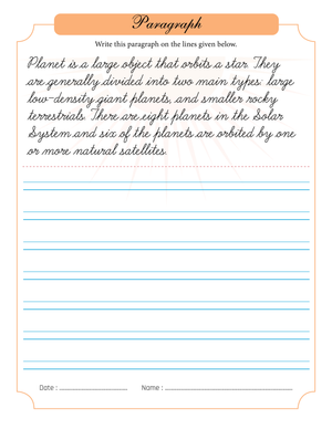 Planets Cursive Writing Worksheet | Grade 3-4 Essential