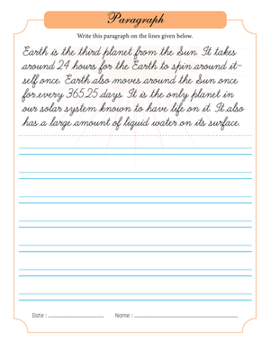 Earth Facts Cursive Handwriting | Grade 3-4 Essential
