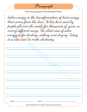 Solar Energy Cursive Writing 