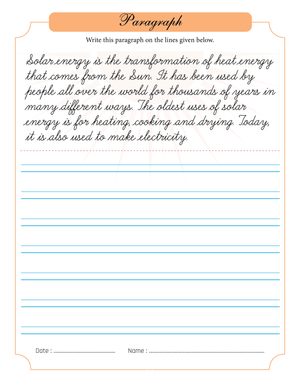 Solar Energy Cursive Writing | Essential Grade 3-4 Practice