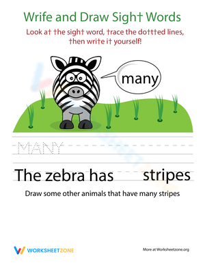 Write and Draw Sight Words 'Many' Activity