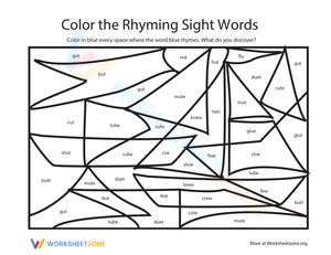 Color Rhyming Sight Words Boat Activity
