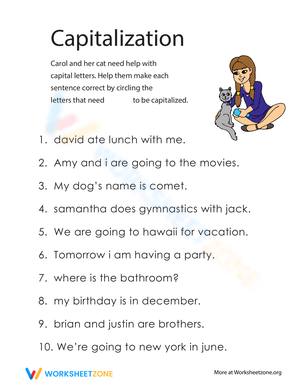 Practice Capitalization Grammar Worksheet