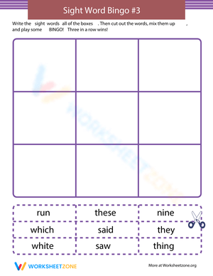 Play Sight Words Bingo for Learning Fun!