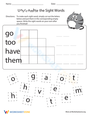 Unscramble the Sight Words Activity Fun!