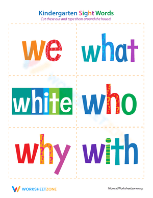 Master Kindergarten Sight Words 'We' and 'With'