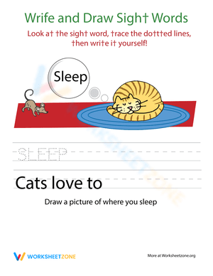 Write and Draw Sight Words 'Sleep' Fun Activity