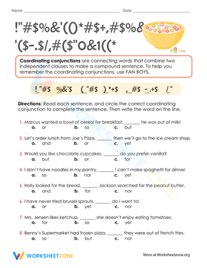 Learn Coordinating Conjunctions with Food Theme