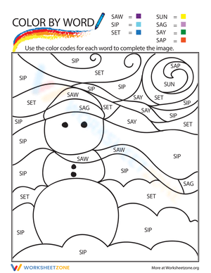 Color by Sight Word: A Fun Snowman Worksheet