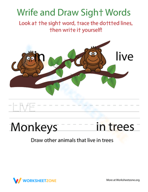 Write and Draw: Sight Words 'Live' Creative Worksheet