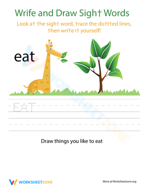 Write and Draw: Sight Words 'Eat' Creative Worksheet