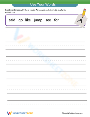 Expand Vocabulary with 'Use Your Words' Worksheet
