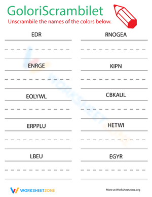 Engaging Word Scramble Worksheet for Vocabulary