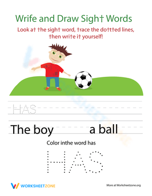 Write and Draw: Sight Words 'Has' Fun Learning