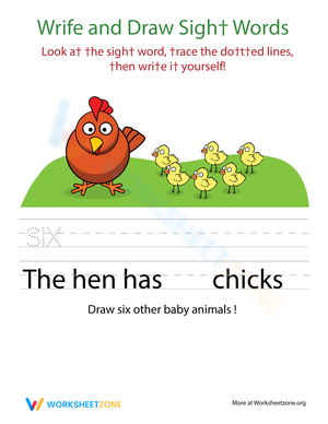 Write and Draw: Sight Words 'Six' Engaging Task