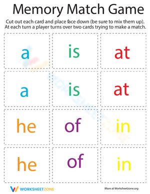 Sight Word Matching Activity