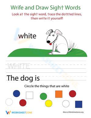 Write and Draw: Sight Words 'White' Easy Learning