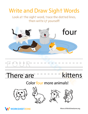 Write and Draw Sight Word 'Four' Worksheet