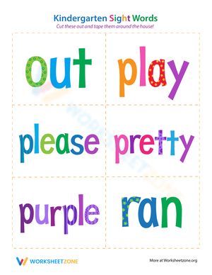 Kindergarten Sight Words Flashcards