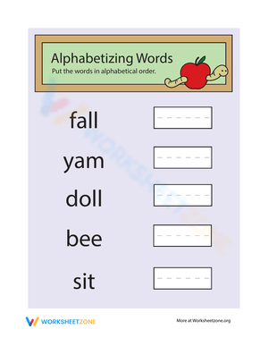 Alphabetizing Words Worksheet