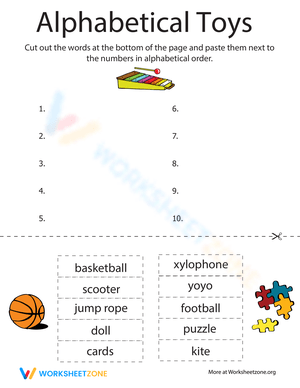 Alphabetical Toys Worksheet