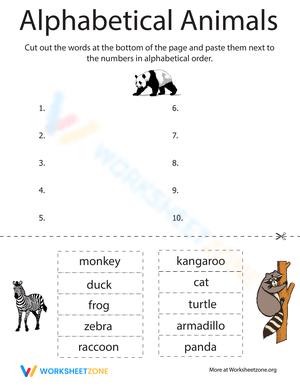 Alphabetical Animals Worksheet