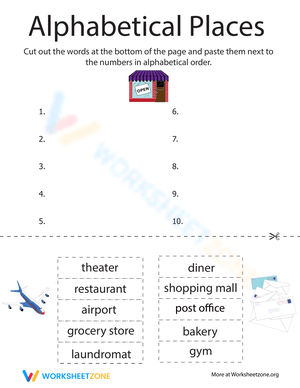 Alphabetical Places Worksheet