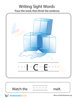 Ice Word Family Worksheet
