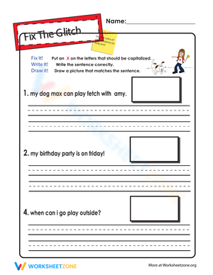 Fix the Glitch Capitalization Worksheet