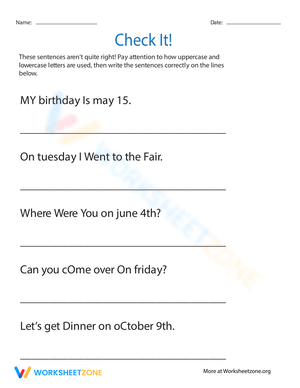 Check It Editing Worksheet