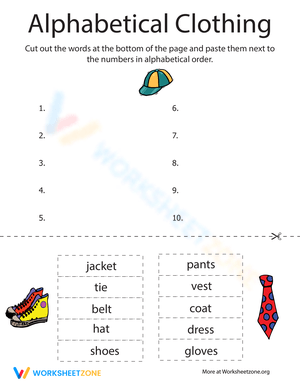 Alphabetical Accessories Worksheet