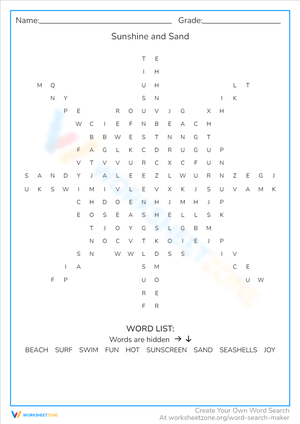Sunshine and Sand Summer Worksheet