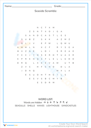 Seaside Scramble Worksheet
