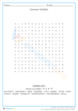 Explore Summer Wildlife: Word Search Fun