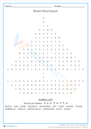 Beach Word Search: Fun Summer Vocabulary