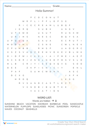Hello Summer: Word Search Fun for All