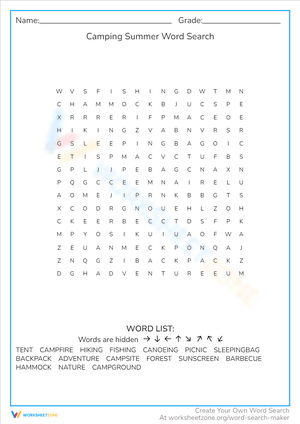 Camping Word Search: Outdoor Adventure Fun