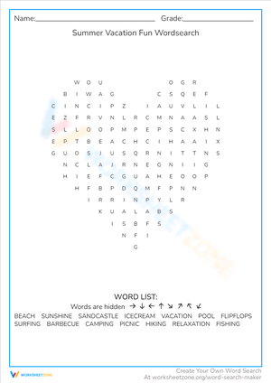 Summer Vacation Fun: Word Search Adventure