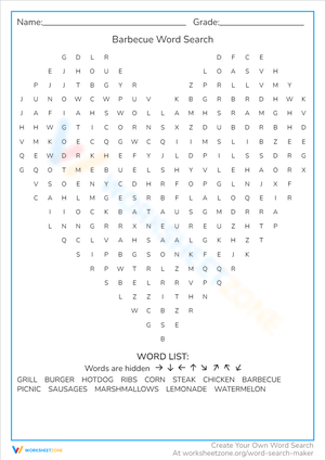Barbecue Word Search: Summer Fun