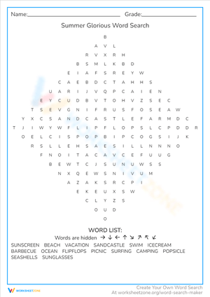 Summer Glorious: A Fun Word Search