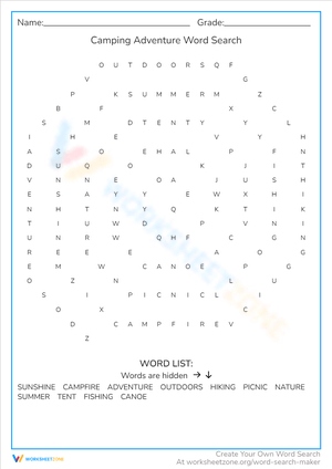 Camping Adventure: Word Search