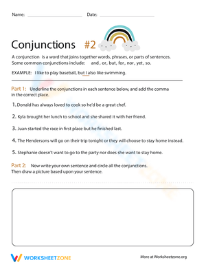 Conjunctions 2: Grammar Practice Worksheet