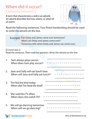 When Adverbs: Grammar Skills Practice