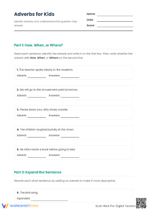 Essential Exploring Adverbs Worksheet | Grade 4-5 ELA