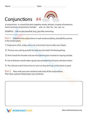 Understanding Conjunctions Worksheet