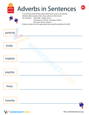 Writing Sentences with Adverbs Worksheet