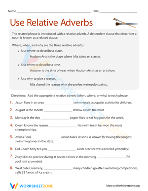 Relative Adverb Practice
